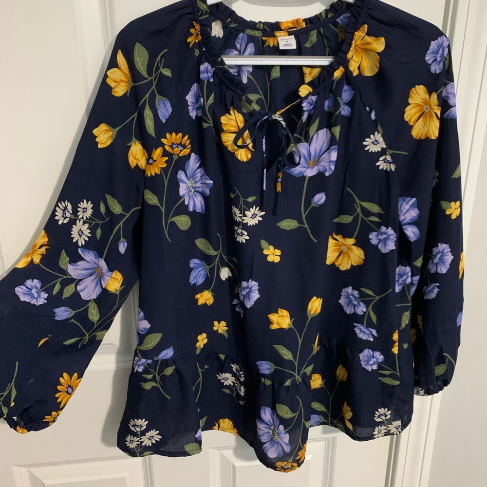 Blue and Yellow Floral Blouse